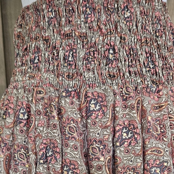 PAANI Smocked Paisley Print Skirt/tube Top. Pink/sage Multi. Size Small NWOT - Picture 10 of 15